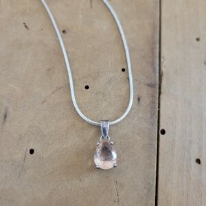 Silver Orange Stone Pendant Necklace